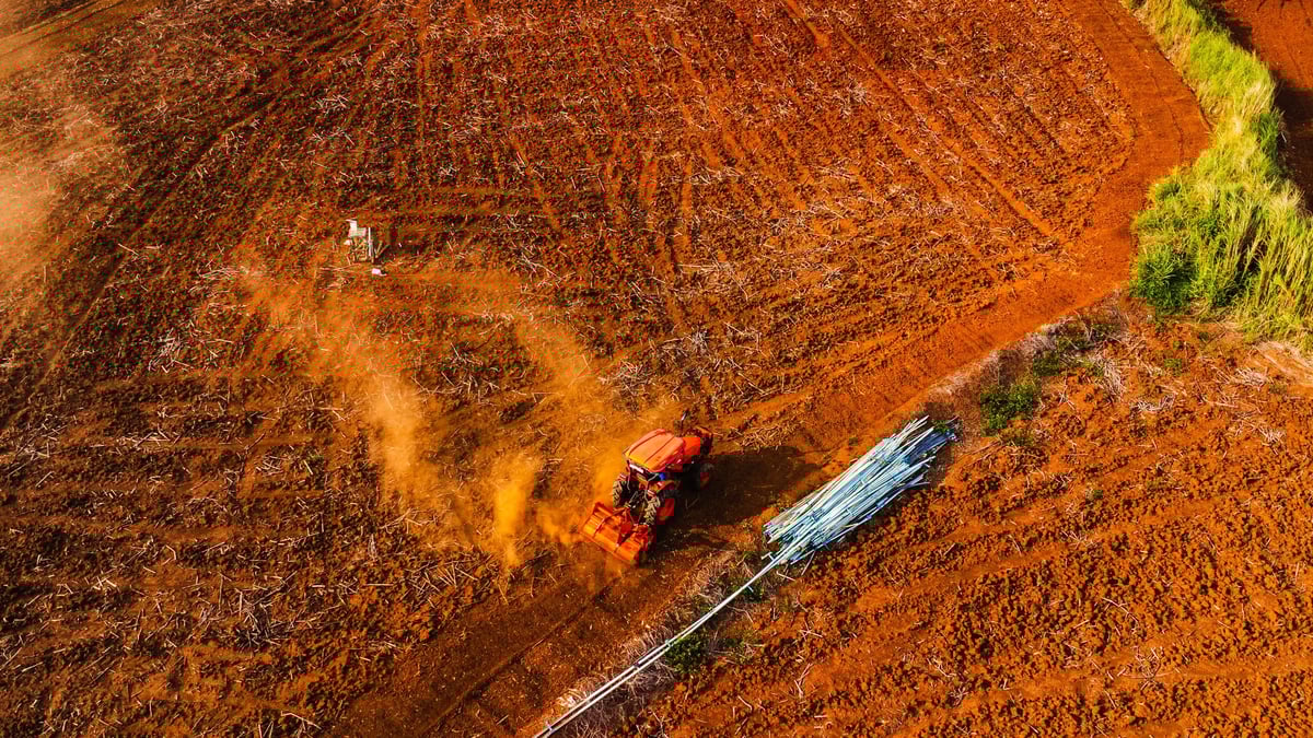 Tracteur agricole labourant un champ